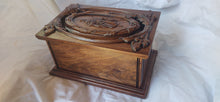 Load image into Gallery viewer, Handmade Carved Memorial Cremation Urn Ornate Carving of Jesus as the Shepherd with Ornate Border