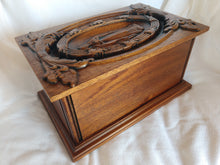 Load image into Gallery viewer, Handmade Carved Memorial Cremation Urn Ornate Carving of the Virgin Mary