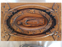 Load image into Gallery viewer, Handmade Carved Memorial Cremation Urn Ornate Carving of the Virgin Mary