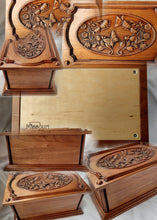 Load image into Gallery viewer, Handmade Carved Memorial Cremation Urn with Flowers and Butterflies