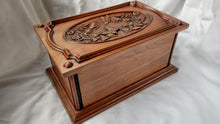 Load image into Gallery viewer, Handmade Carved Memorial Cremation Urn with Flowers and Butterflies