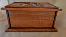 Load image into Gallery viewer, Handmade Carved Memorial Cremation Urn with Wildlife Mountain Scene