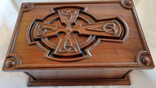 Load image into Gallery viewer, Handmade Carved Memorial Cremation Urn with Celtic Cross Carving