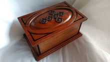 Load image into Gallery viewer, Handmade Carved Memorial Cremation Urn with Ornate Scroll Cross Carving
