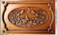 Load image into Gallery viewer, Handmade Carved Memorial Cremation Urn with Flowers and Butterflies
