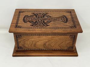 Celtic Cross and Weave Urn for Human Ashes in Adult and Companion Size