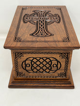 Load image into Gallery viewer, Celtic Cross and Weave Urn for Human Ashes in Adult and Companion Size
