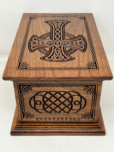 Celtic Cross and Weave Urn for Human Ashes in Adult and Companion Size