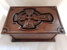 Load image into Gallery viewer, Handmade Carved Memorial Cremation Urn with Celtic Cross Carving
