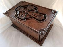 Load image into Gallery viewer, Handmade Carved Memorial Cremation Urn with Celtic Cross Carving
