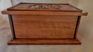 Handmade Carved Memorial Cremation Urn with Wildlife Mountain Scene