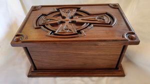 Handmade Carved Memorial Cremation Urn with Celtic Cross Carving