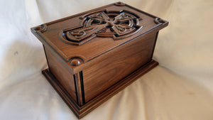 Handmade Carved Memorial Cremation Urn with Celtic Cross Carving