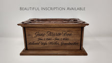 Load image into Gallery viewer, Handmade Carved  Memorial Cremation Urn Ornate Carving of the Virgin Mary
